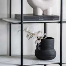 Galax Small Cement Vase In Black - UK