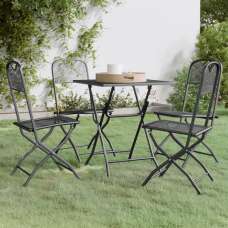 Galax Small Square Metal Mesh 5 Piece Dining Set In Anthracite - UK