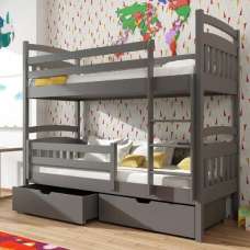 Galena Wooden Bunk Bed With Bonnell Mattress In Graphite - UK