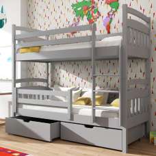 Galena Wooden Bunk Bed With Foam Mattress In Matt Grey - UK