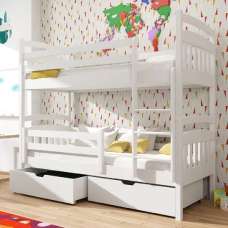 Galena Wooden Bunk Bed With Foam Mattress In Matt White - UK