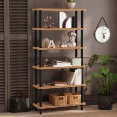 Galeo Wooden Shelving Unit With 5 Shelves In Atlantic Pine And Black - UK