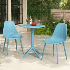 Gallipolis Plastic Bistro Dining Table With 2 Chairs In Blue - UK