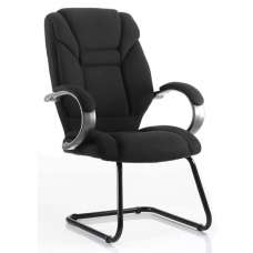 Galloway Fabric Cantilever Visitor Chair In Black With Arms - UK
