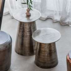 Ganglia Metal Nesting Side Tables In Antique Brass - UK