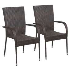 Garima Outdoor Brown Poly Rattan Dining Chairs In A Pair - UK