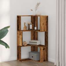 Garner Wooden Corner Bookcase With 3 Shelves In Brown Oak - UK