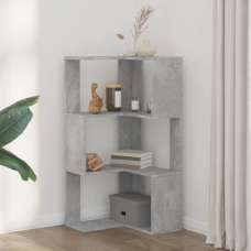 Garner Wooden Corner Bookcase With 3 Shelves In Concrete Grey - UK