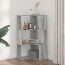 Garner Wooden Corner Bookcase With 3 Shelves In Grey Sonoma - UK