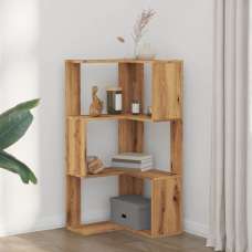 Garner Wooden Corner Bookcase With 3 Shelves In Oak - UK
