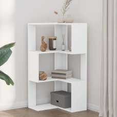Garner Wooden Corner Bookcase With 3 Shelves In White - UK