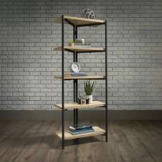 Indio Wooden Corner Bookcase With 4 Shelves In Charter Oak - UK