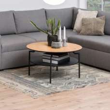 Gatineau Wooden Round Coffee Table In Wild Oak And Black - UK