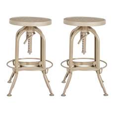Dschubba Champagne Steel Adjustable Stools In A Pair - UK