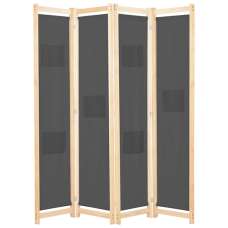 Gavyn Fabric 4 Panels 160cm x 170cm Room Divider In Grey - UK