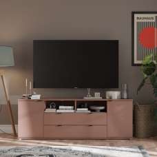 Gelion Large Wooden TV Stand with 2 Doors 2 Drawers in Terracotta - UK