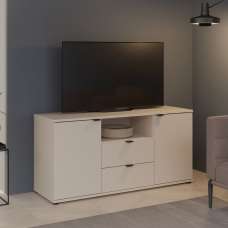 Gelion Small Wooden TV Stand with 2 Doors 2 Drawers in Sand - UK