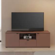 Gelion Wooden TV Stand with 2 Doors 1 Drawer in Terracotta - UK