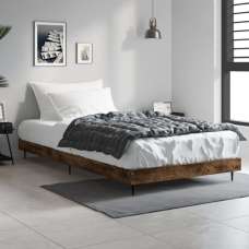 Gemma Wooden Single Bed In Smoked Oak With Black Metal Legs - UK