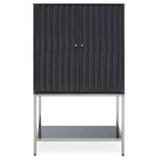 Genera High Gloss Storage Cabinet With Silver Frame In Grey - UK