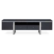 Genera High Gloss TV Stand With Silver Steel Frame In Grey - UK