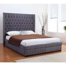Gavrila Linen Fabric Super King Size Bed In Dark Grey - UK