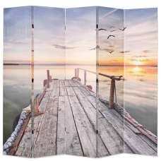 Genet Wooden Folding 200cm x 170cm Room Divider In Lake - UK