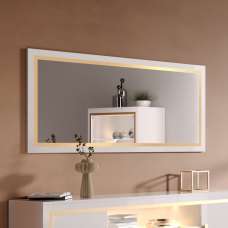 Geneva Large Bedroom Mirror In High Gloss White And Gold Frame - UK