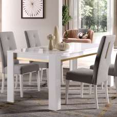 Geneva Small High Gloss Dining Table In White And Gold - UK