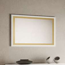 Geneva Bedroom Wall Mirror In High Gloss White And Gold Frame - UK