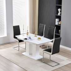 Genisimo Small Gloss Extending Dining Table 4 Symphony Black Chairs - UK