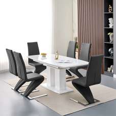 Genisimo Small Gloss Extending Dining Table 6 Demi Z Black Chairs - UK