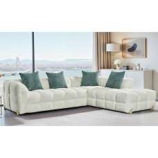 Genova Fabric Right Hand Corner Sofa In Beige - UK