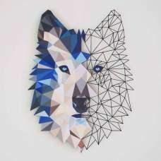 Geometric Metal Wolf Wall Art in Multicolour - UK
