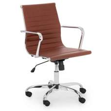 Gerry Faux Leather Home And Office Chair In Brown - UK
