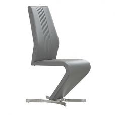 Gia Faux Leather Dining Chair In Grey With Chrome Base - UK