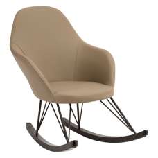 Giausar Upholstered Faux Leather Rocking Chair In Light Grey - UK