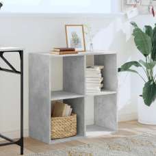 Gilford Wooden Bookcase With 4 Compartments In Concrete Grey - UK