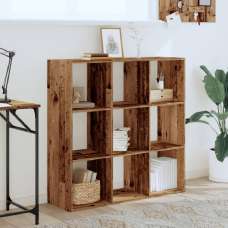 Gilford Wooden Bookcase With 9 Compartments In Brown Oak - UK
