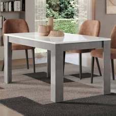 Breta High Gloss Dining Table Small In White And Grey - UK