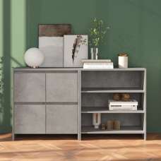 Gilon Wooden Sideboard With 4 Doors 2 Shelves In Concrete Effect - UK