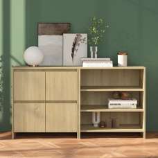 Gilon Wooden Sideboard With 4 Doors 2 Shelves In Sonoma Oak - UK