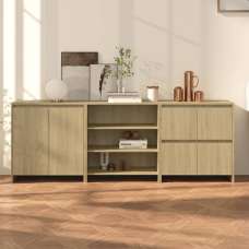 Gilon Wooden Sideboard With 6 Doors 2 Shelves In Sonoma Oak - UK