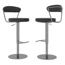 Gilroy Black Faux Leather Bar Chairs With Steel Base In Pair - UK