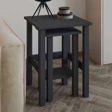Gina Wooden Nesting Side Tables in Anthracite - UK