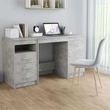 Giolla Computer Desk With 1 Door 3 Drawers In Concrete Effect - UK