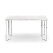 Pamuel Marble Effect Dining Table In White And Steel Frame - UK