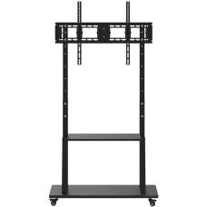 Glenside Steel TV Wall Mount Bracket With Wheels In Black - UK