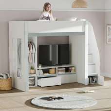 Glenside Wooden Single Highsleeper Bunk Bed - White - UK