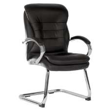 Godley Leather Home And Office Chair With Chrome Legs In Black - UK